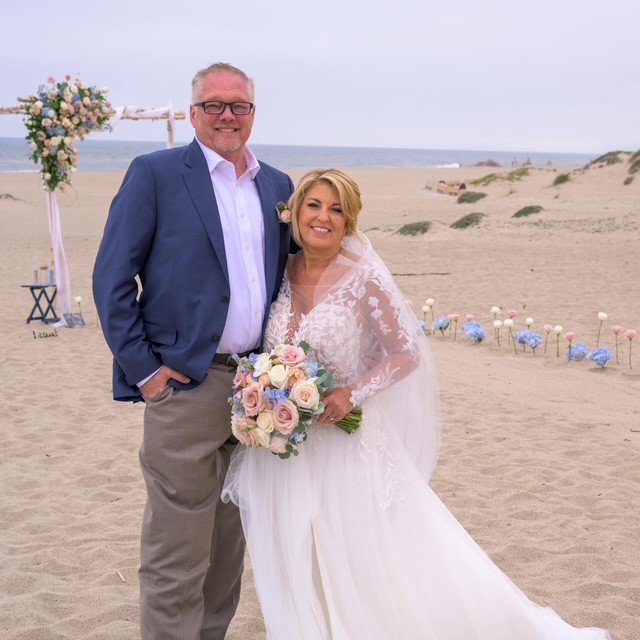 Second wedding senior couple california beach wedding